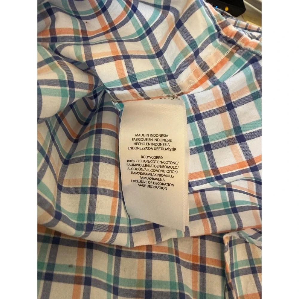 Ralph Lauren Boys Plaid Button-Up Size XL (18-20) Blue/Green Short Sleeve Cotton